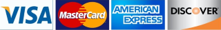 Visa, Mastercard, American Express and Discover accepted